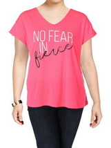Material Girl Womens Plus No Fear In Fierce Graphic Strappy Back T-Shirt,2X - £16.07 GBP
