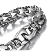 Amazing Stainless Steel Men&#39;s Link Bracelet Silver Black 9 Inch  - £32.94 GBP