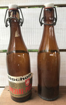 Vtg Brau Bier Special-Pils Bischoff Beer Bottles 2 Amber Glass Porcln Swing Top  - £23.48 GBP