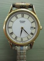 Ladies Pulsar Quartz Movt Japan with Etched Vintage Speidel USA Watch Strap - $14.24