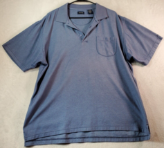 IZOD Polo Shirt Mens Size XL Blue Cotton Short Sleeve Pocket Slit Logo Collared - £11.35 GBP