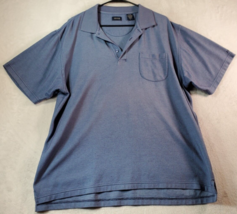 IZOD Polo Shirt Mens Size XL Blue Cotton Short Sleeve Pocket Slit Logo Collared - £10.84 GBP