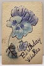 Birthday Wishes Beautiful Airbrushed Heavy Embossed Flowers Peoria Postcard D7 - £6.00 GBP