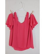 Chelsea 28 Women’s Coral Cold Shoulder Round Neck Lightweight Blouse Sz M - $407.43 MXN