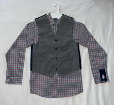 IZOD Kid&#39;s Dress Shirt and Vest Set, Size 12 Regular - $15.99