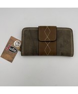 Justin RFID Western Wallet Brown Tan Diamond Stitch Bifold NWT - $760.62 MXN