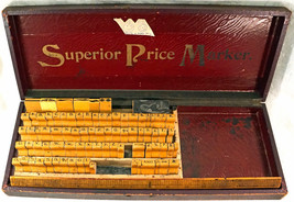 Antique Superior Price Marker Print Kit with Complete Alphabet &amp; Box More - £79.91 GBP