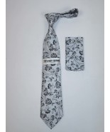 Men&#39;s Stacy Adams Tie and Hankie Set Woven Design #St440 Silver gray - £23.48 GBP