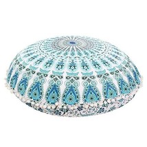 Traditional Jaipur Peacock Feather Mandala Floor Cushions, Decorative Th... - $19.79