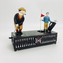 Cast Iron Golf Birdie Putt Mechanical Coin Bank Hand Painted Golfer Novelty - $13.99