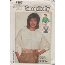 Simplicity 7387 Middy Bib Collar Blouse, Flange Shoulder Top 1980s Size 16-20 UC - £9.22 GBP