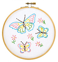 Jack Dempsey Needle Art Fluttering Butterflies 6 Inch Hoop Kit - $12.95