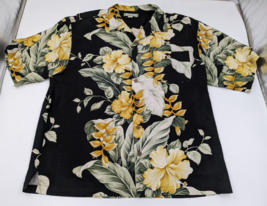Tommy Bahama Hawaiian Shirt Men Size XL 100% Silk Yellow Hibiscus Floral... - $38.80