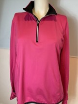 Lauren Ralph Lauren Pink and Black 1/4 Zip Long Sleeve Knit Top Size L - £15.17 GBP