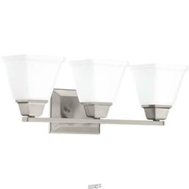 Clifton Heights Collection 3-Light Brushed Nickel Etched Glass Craftsman Bath Va - £93.82 GBP