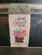 Hanging Kitchen Dish Towel w/ Pot Holder Top - Home Sweet Home Spring Flowers - £5.51 GBP
