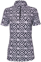 NWT Ladies IBKUL HOLLIE BLACK Short Sleeve Mock Golf Shirt - XS S M L XL... - £43.85 GBP