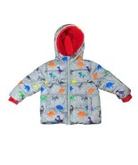 Swiss Tech Dinosaur Puffer Coat Gray Red Colorful Warm Winter Hooded Jac... - $30.52 CAD