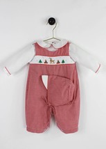 Petit Ami Zubels boy&#39;s hand smocked reindeer longall in Red - £29.34 GBP