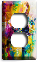Colorful Lucky Feng Shui Elephant Abstract Art Outlet Wall Plate Room Home Decor - $10.22