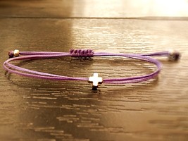 Cross bracelet women Cross jewelry men Adjustable Purple string bracelet... - $94.23 MXN