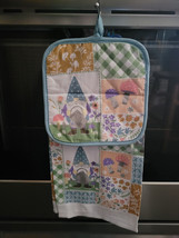 Hanging Kitchen Dish Towel w/ Pot Holder Top - Gnome &quot;Bloom&quot; - £5.45 GBP