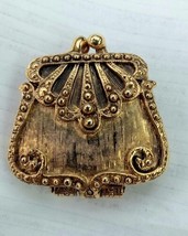 Vintage Locket Purse Brooch Ornate Fashion Handbag pin Hinged - £14.73 GBP