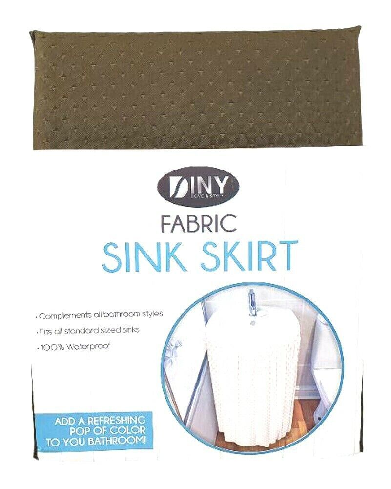 Fabric Sink Skirt Bathroom Decor  100% Waterproof Self Stick Brown - $11.87