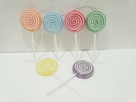 Christmas Sugar Coated MINI Candy Lollipops Lollipop Tree Ornaments Set of 6 - £10.83 GBP