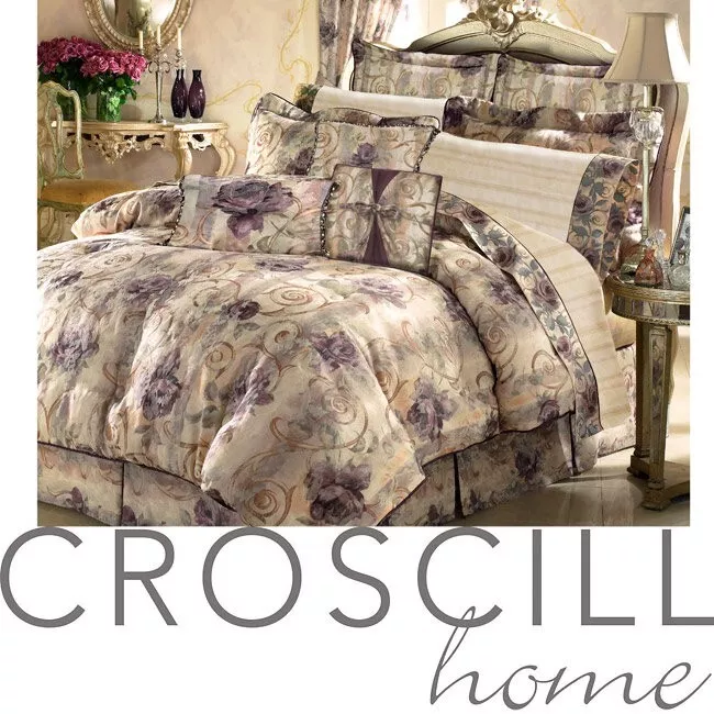 CROSCILL Chambord Rose Floral 3-PC King Comforter with Pillows - Excellent - $225.00