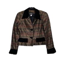 JS Collections Petite Women&#39;s Striped Blazer Size 10 Multicolor Vintage - $544.82 MXN