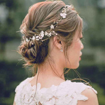 Bridal Flower Pearl Hair Vine, Wedding Headband, Bridal Hair Piece, Flow... - £12.57 GBP+