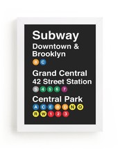 New York City Subway Brooklyn to Central Park Poster - $14.85+