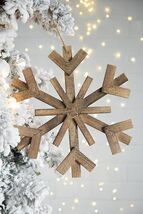 17.7" Large Fir Wood Snowflake Ornaments Christmas Decor Set 2 - $53.99