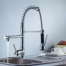 Chrome Kitchen Faucet Swivel Single Handle Sink Pull Down Sprayer Mixer Tap - £36.11 GBP