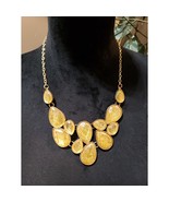 Women Fashion Gold Tone Shimary Art Glass Bezel Rimed Teardrops Bib Neck... - $645.59 MXN