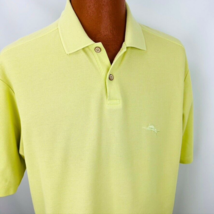 Tommy Bahama Shirt Mens Polo Large Lime Green Collared Solid Vintage Marlin Log - £47.54 GBP