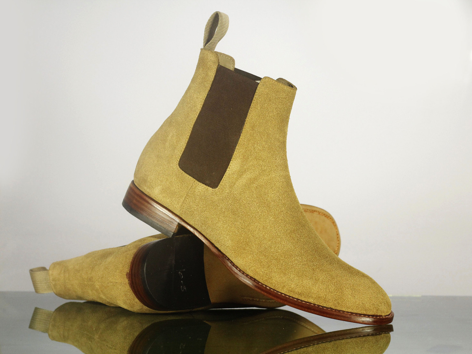 Handmade Men's Beige Suede Chelsea Boots, Men Ankle Boots, Men Designer Boots