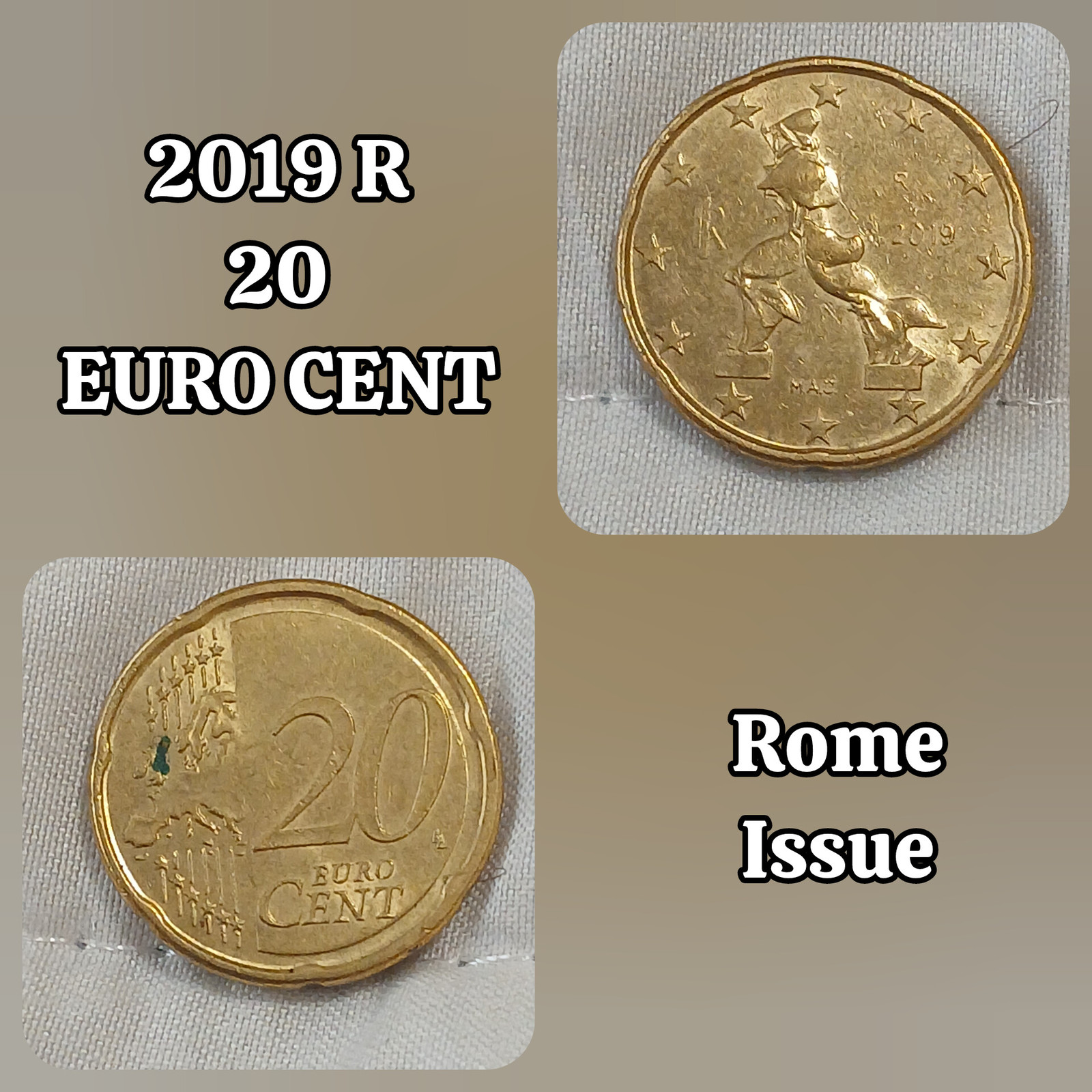 EUROZONE 2019 R 20 EURO CENT  Coin - Rome Issue - Authentic CIRC Collect... - $3.79
