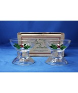 Avon Holly &amp; Berry Candlestick Holders Glass Vintage 1981 Hostess Collec... - £6.55 GBP