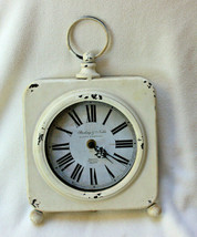 Sterling &amp; Noble Shelf Clock White Metal Registration Mfg No 9 Distressed - £11.85 GBP
