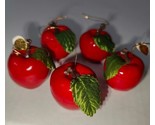Lot Of (5) Vintage 1&quot; Red Apple Ornaments Made In Taiwan - $15.84