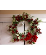 Transpac &quot;Red Berries Frosted Branches Straw Back &amp; Bow Christmas Wreath... - $608.03 MXN