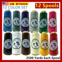12 Big Spools Sewing Thread Polyester Multicolor 2500 Yards Each Spool NEW - £18.68 GBP