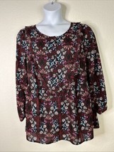 Gibson &amp; Latimer Womens Plus Size 1X Floral Ruffle Trim Blouse Long Sleeve - $18.49