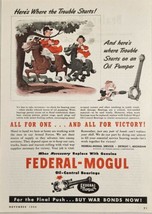 1944 Print Ad Federal-Mogul Oil Control Bearings Horse Cartoon Detroit,Michigan - £13.16 GBP