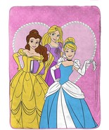Disney&#39;s Princess Belle Cinderella Rapunzel Plush Raschel Blanket 60X80 - £36.65 GBP