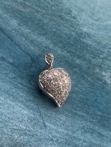 Amazing  french vintage 18k white solid  gold Genuine diamond heart pendant l - £988.69 GBP