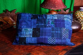 Vibrant Blue Handwoven Guatemalan Patchwork Pillow Cover - $69.70