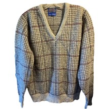 Pendleton VTG Men’s L Sweater Wool Gray Plaid LS Country Traditionals Pu... - $59.40